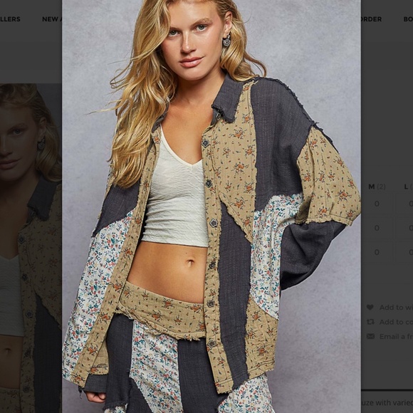 POL Tops - 💕 POL “ SONOMA 2 “ POL Top in Double Gauze and Woven Patchwork Design 84